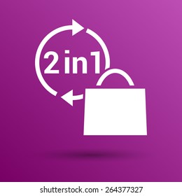 two in one product package bag Vector illustration icon.