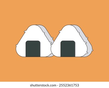 Two Onigiri: A simple and delicious illustration of two onigiri, Japanese rice balls, on a warm orange background. Perfect for food blogs, social media posts, or as a fun and easy design element