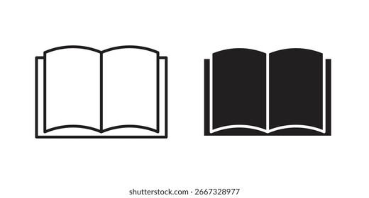 Zwei geöffnete Büchersymbole: eine Zeile Kunst, eine gefüllt. Einzeln auf Weiß für einfache Nutzung.