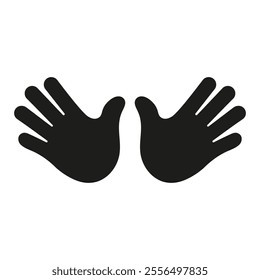 Two Open Hands for Greeting or High Five Gesture. Double Hands Silhouette Icon. Open Palms Gesture. Isolated Vector Illustration.