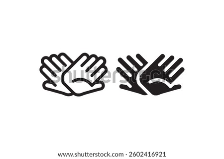 Two open hands icon showing stop or protection Vector