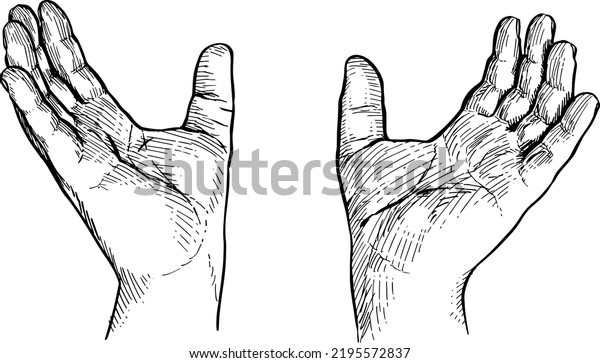 Two Open Hands Spaced Apart Sign Stock Vector (Royalty Free) 2195572837 ...