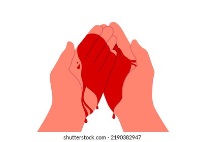 Dos palmas abiertas cubiertas en la ilustración del vector de visión de la sangre