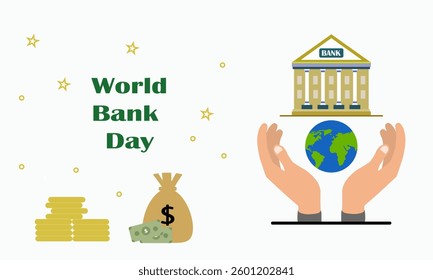 Two Open Palms With Lungs on Top With Bank On Top. International day of bank, vector graphics with bank, money, world savings day, International Accounting Day, online banking and accounting, Vector
