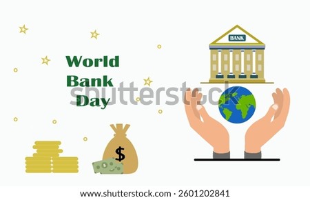 Two Open Palms With Lungs on Top With Bank On Top. International day of bank, vector graphics with bank, money, world savings day, International Accounting Day, online banking and accounting, Vector