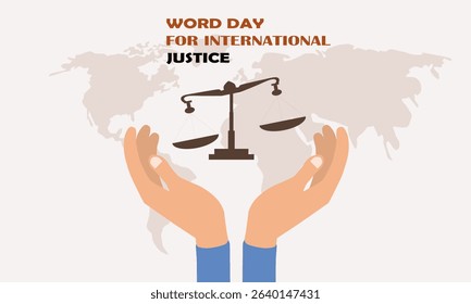 Two Open Palms Vector World International Justice Day. ocial justice day. Justice for all poster