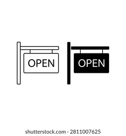 Two open signs on posts