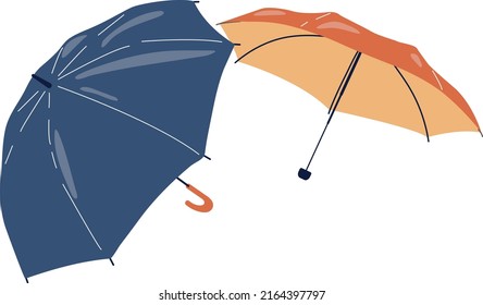 Two open umbrellas on a white background. Vector