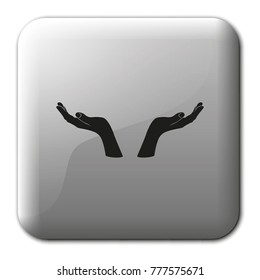 Two opened hands flat vector icon.