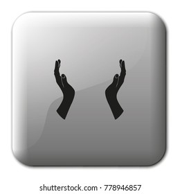 Two opened hands flat vector icon.