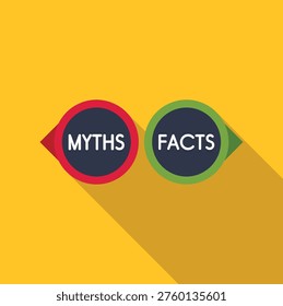 Two opinion bubbles, one for myths and one for facts, creating a dichotomy concept