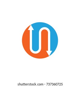 two opponent directions arrows negative logo vector