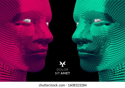 Two opponents facing each other. Conflict of interest. People talk face to face. The concept of rivalry. Vector Illustration for advertising, marketing or presentation. 