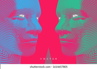 Two opponents facing each other. Conflict of interest. People talk face to face. The concept of rivalry. Vector Illustration for advertising, marketing or presentation. 