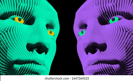 Two opponents facing each other. Conflict of interest. People talk face to face. The concept of rivalry. Vector Illustration for advertising, marketing or presentation. 