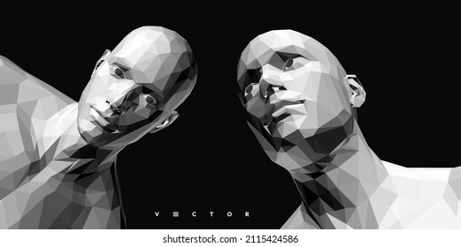 Two opponents facing each other. Conflict. People talk face to face. The concept of rivalry. Vector Illustration for advertising, marketing or presentation. 