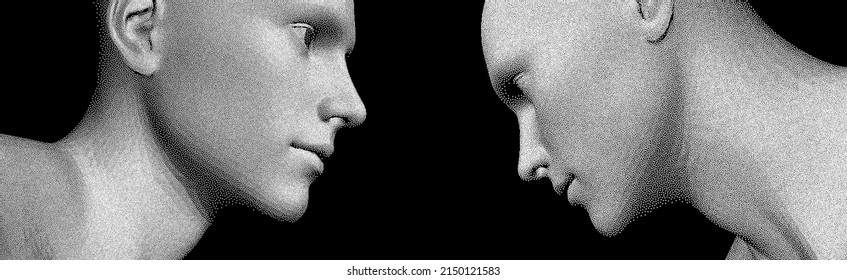 Two opponents facing each other. Conflict. People talk face to face. The concept of rivalry. Vector Illustration for advertising, marketing or presentation. 