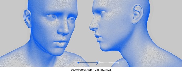 Two opponents facing each other. Conflict. People talk face to face. The concept of rivalry. Vector Illustration for advertising, marketing or presentation. 