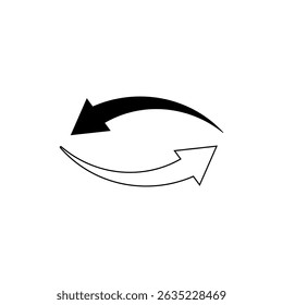 Two Opposing Curved Arrows Icon Representing Process Loop or Synchronization