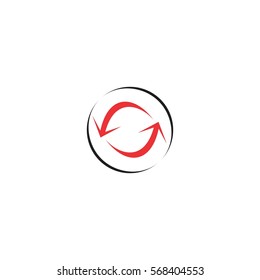 two opposite arrows in circles design symbol vector