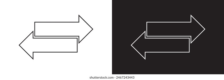 Two opposite arrows exchange vector icon. Transfer Arrow symbol. Different black directional icons, illustration for web design, mobile apps, interface and other design. Vector illustration . EPS 10  