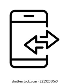 Two opposite arrows and mobile phone exchange vector icon. Transfer Arrow symbol. Different black directional icons, illustration for web design, mobile apps, interface and other design.