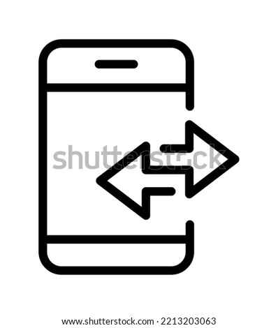 Two opposite arrows and mobile phone exchange vector icon. Transfer Arrow symbol. Different black directional icons, illustration for web design, mobile apps, interface and other design.