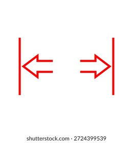 Dos flechas opuestas apuntando en direcciones diferentes. Ilustración de contorno de Vector sobre fondo blanco.