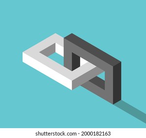 Se conectaron dos cadenas opuestas. Asociación, conexión, comunicación, trabajo en equipo, relación y concepto de codependencia. Diseño plano. Ilustración vectorial EPS 8, sin transparencia, sin gradientes