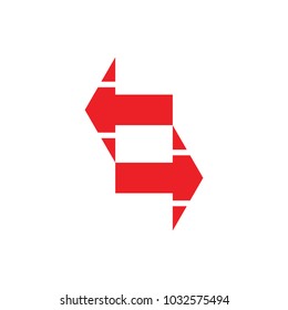 two opposite direction arrows symbol logo vector