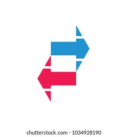 two opposite direction arrows symbol logo vector