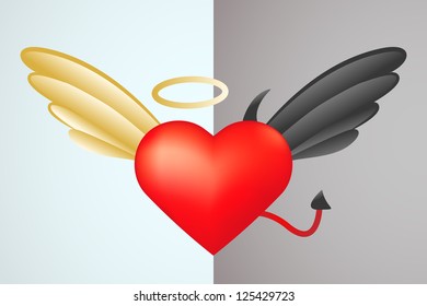 Two opposite heart parts abstract illustration.