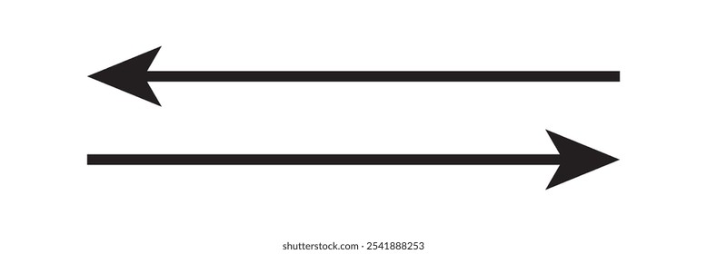 Two opposite horizontal arrow vector illustration on white background.
