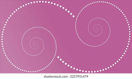 Dos espirales opuestas en forma de ocho con fondo rosado.