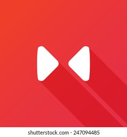 Two opposite triangular arrows pointing to the center icon. Modern design flat style icon with long shadow effect