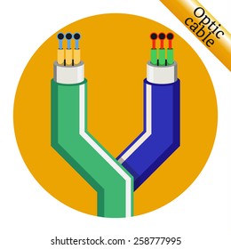 Two optic cable icons on yellow background. Vector illustration