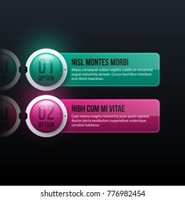 Two options in modern corporate style on black glossy background