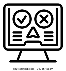 Two options problem icon outline vector. Choose right solution. Discover optimal alternative