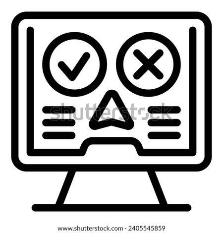 Two options problem icon outline vector. Choose right solution. Discover optimal alternative