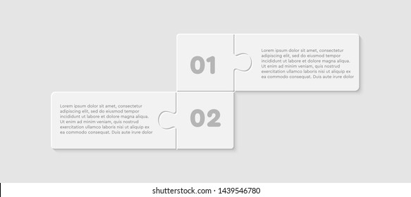 Two options puzzle squares diagram. Squares business presentation infographic. 2 steps, parts, pieces of process diagram. Section compare banner. Jigsaw puzzle info graphic. Marketing strategy.