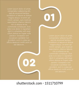 Two options puzzle squares diagram. Squares business presentation infographic. 2 steps, parts, pieces of process diagram. Section compare banner. Jigsaw puzzle info graphic. Marketing strategy.