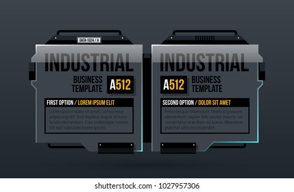 Two options template in industrial style on dark gray background