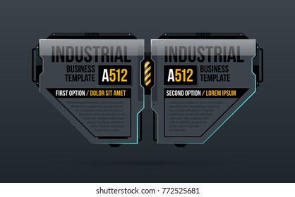 Two options template in industrial style on dark gray background