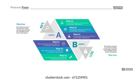 Two Options and Three Steps Slide Template