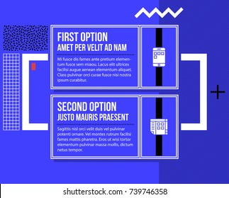 Two options/banners in fancy geometric style on bright blue background