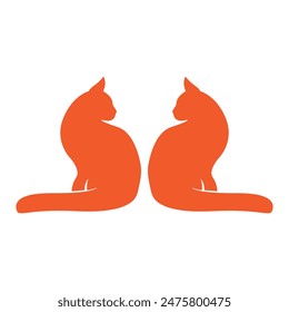 Two orange cat animal vector logo design