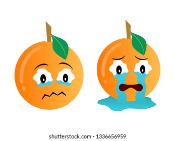 two orange emoticons with sad and cry expressions