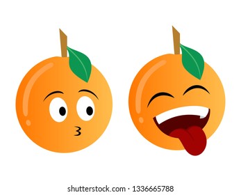 two orange emoticons with whistle and naughty expressions