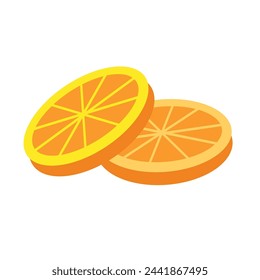 Two orange fruit slices, flat vector illustration isolated on white background