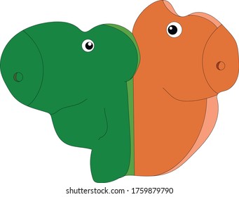 Dos dragones naranjas y verdes para tu logotipo o icono